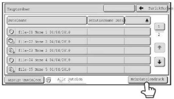 Hauptordner DataName Scrutsorname Data file-21 Name 1 04/04/20.0 file-22 Name 2 04/04/20.0 file-23 Name 3 04/04/20.0 file-24 Name 4 04/04/20.0 file-25 Name 5 04/04/20.0 Ansciga Unschalton A_1c Datoion Mchirdateindruck