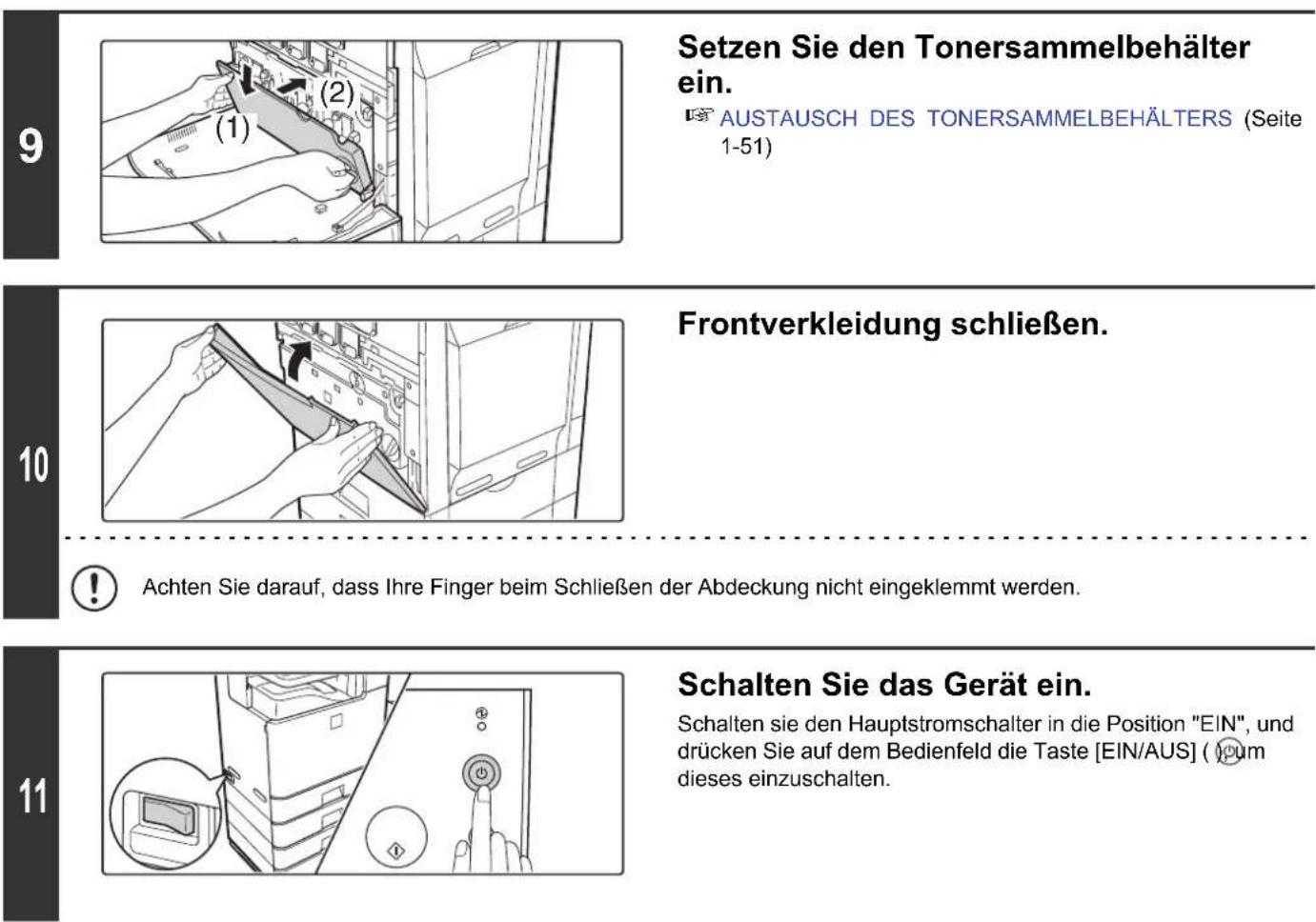 SHARP MX-C382SC - Schließen Sie die Abdeckung der Hauptladeeinheit, und drehen Sie die Verriegelungshebel in die Richtung der Pfeile, um die Abdeckung zu verriegeln. - 1