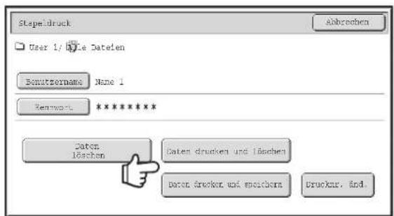 Stepidruck User 1/2014e Datelen Benutsername Name 1 Renwork ****** Daten löschen Daten drucken und löschen Daten drecker und speichern Drucknr. And.