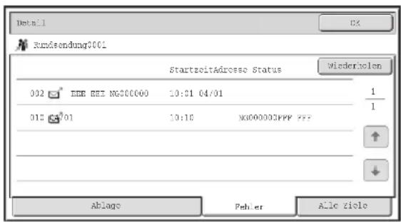 Detail RunZeendung0001 StartzoirAdresse Status Wiedersielen 002 EBB BEE MG30000 10:01 04/01 1 013 04/01 10:18 MG00000PPP PPF Ablage Pehler Alle zielo