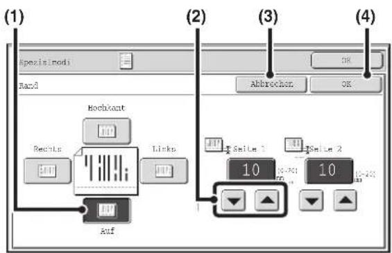 (1) Spezinsmodi Band Hochxant Rechts Links Asf (2) Abbrecher (3) (4) Seile 1 Seile 2 10 10 10-20 10-25