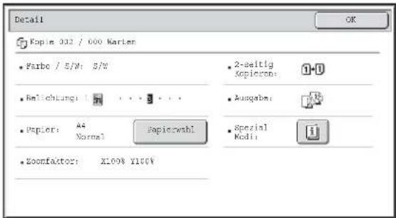Detail Kopin 332 / 000 Marken • Farbe / 5/N: 5/N • Relichtung: Normal • Papier: A4 Normal • Zoomfaktor: X100% Y100% • 2-seitig Kopiegen: • Ausgabe: • Spezial Modi:
