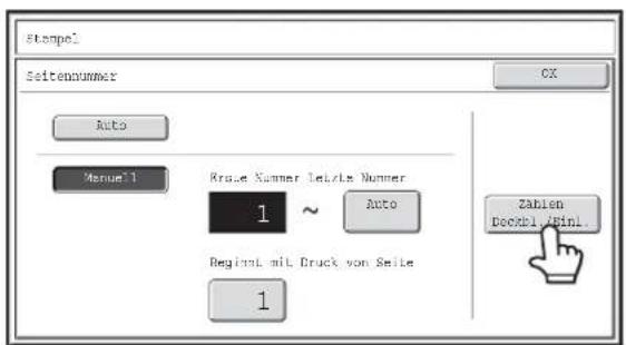 Stampel Seitenummer Auto Menuell 1 Rusle Nummer Leckte Nummer Auto Reginielt mit Druck von Seite 1 CX Zahlen Deckbl / Finl.