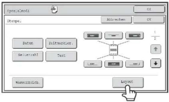 Specialmodi Stempel Abbrachen CX Datum. Zeitmarkier. Smilenzahl Text 1/2 ↑ ↓ Masserreich. Layouts
