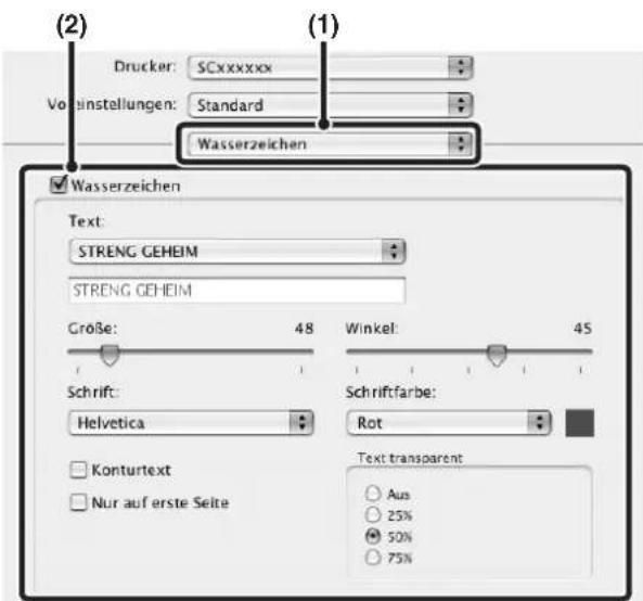 (2) Drucker: SCxxxxxx Vorinstellungen: Standard Wasserzeichen (Wasserzeichen) Text: STRENG GEHEIM STRENG GEHEIM Große: 48 Winkel: 45 Schrift: Helvetica Schriftfarbe: Rot Konturtext Nur auf erste Seite Text transparent Aus 25% 50% 75%