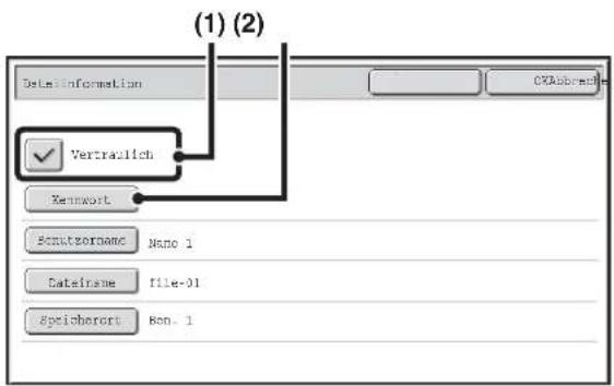 (1) (2) Data Information Vertraulich Kennwert Sentzernome Nano 1 Datainame file-01 Speicherort Bon. 1