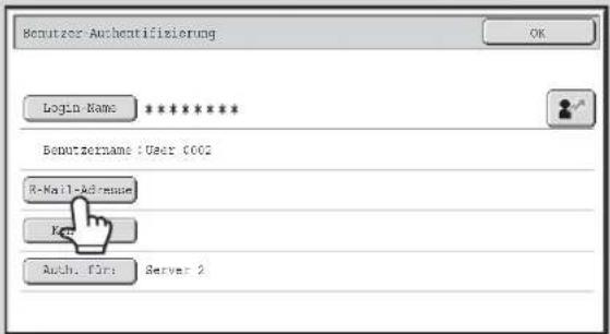 Benutzer-Aucreditifizierung Login Name ****** Benutzername : User 0002 R-Mail-Adresse Key Auth. For: Server 2