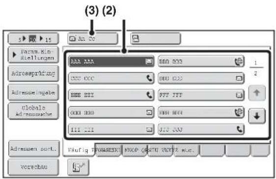 (3) (2) 5 ▶ 15 Param. Kin- Skeillungen Adressprüfung Adreuselingabe Globalo Adreusspuchte Adressen sort... Vorschau AAA AAA 000 000 1 2 000 000 000 000 BEE BEE PFF JFF GKB GKB FBB FBB 111 111 UJ3 UJ3 Hüflig PUGARZEK1 MXOP QOSTU VXYE Hlc.