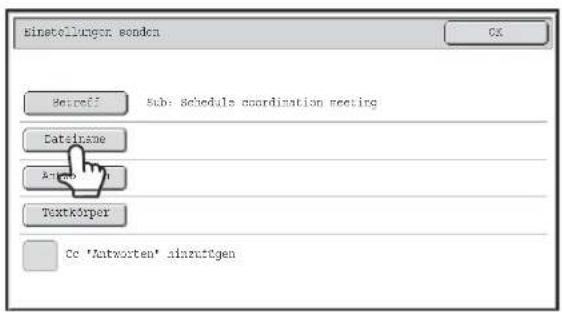 Einstellungen senden Setreff Sub: Schedules coordination meeting Datelname Auto Textkörper Cc 'Antwerten' einzutigen