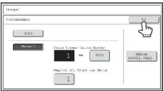 Setonnummer Auto Manual Rate Nummer Letzte Nummer 1 ~ Auto Beginnt mit Druck von Seite 1 CX Zahlen Dockbl./Einl.