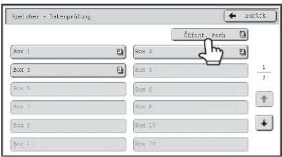 Speicher - Datenprüfung Start, vach Box 1 Box 2 Box 3 Box 4 Box 5 Box 6 Box 7 Box 8 Box 9 Box 10 Box 11 Box 12 zurück