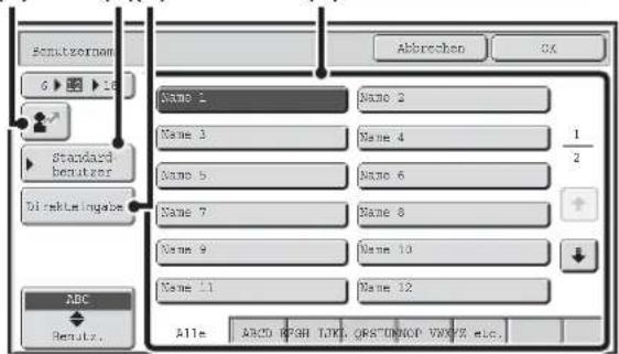 Schutzernom 6 ▶ 16 Standard behutzer DirectLeasing ABC Result. Abbrechen OK Name 1 Name 2 Name 3 Name 4 1/2 Name 5 Name 6 + Name 7 Name 8 Name 9 Name 10 - Name 11 Name 12 Alle ABCD HIGH TJKT QRS*UNKOP VWW% etc.