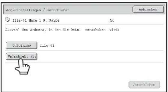 Job-Binstellungen / Verschieben File-01 Name 1 F. Farbe M Auswahl des Ordnera, in den die Date verschoben wird: Datcimano filo 01 Verschieb. zu: Abbrochen Verschicken