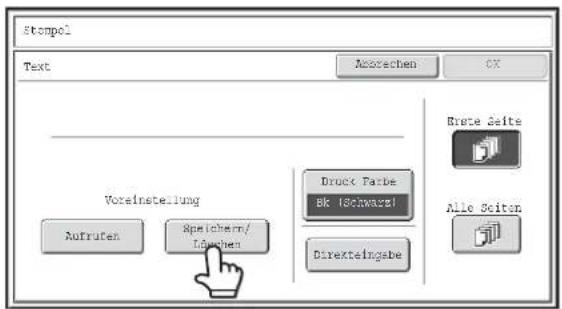 Stompel Text Ausrechen CX Vorainstellung Aufruten Speichem/ Daimen Druck Parbe BK (Schwarz) Direkteingabe Brute Seite Alle Seite