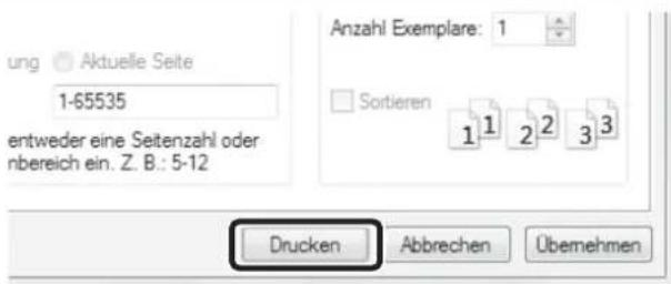 ung Aktuelle Seite 1-65535 entweder eine Seitenzahl oder nbereich ein. Z. B.: 5-12 Anzahl Exemplare: 1 Sortieren 1 1 2 2 3 3 Drucken Abbrechen Übemehmen