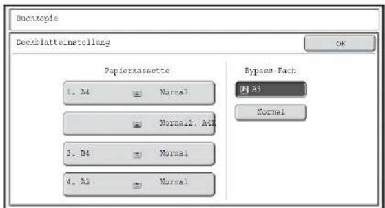 Bucaxopie Deckblatteinstellung OK Papierkassette 1. A4 Normal Normal2. A4 3. D4 Normal 4. A3 Normal Bypass-Fach: Mj A3 Normal