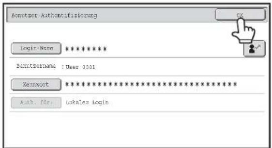 Benutzer Authentifizierung Login-Name Bemützername : Deer 0001 Kennwort Auth. für: Lokales Login