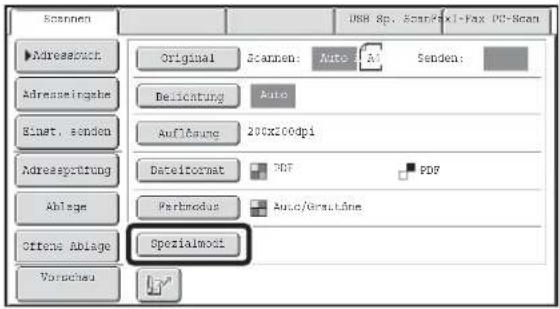 Scannen Original Scannen: Auto-A Senden: Adressbuch Adressingabe Delicatung Auto Binet, senden Auflösung 200x100dpi Adressprüfung Dateformat PDF PDF Ablage Partmodus Auto/GraultAne Offene Ablage Spezialmodi Voruchau