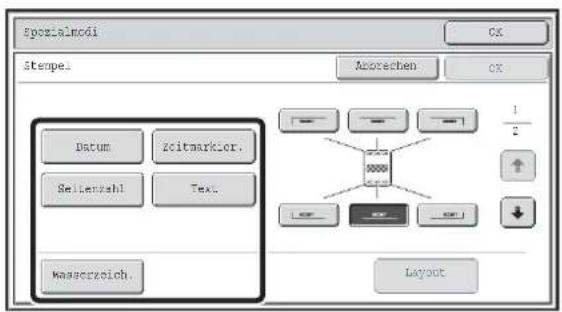 Spenzialmodi Stempe. Datum Zeitmarkier. Bellenzahl Text. Maserzöch. Anorechen CX 1/2 Layout