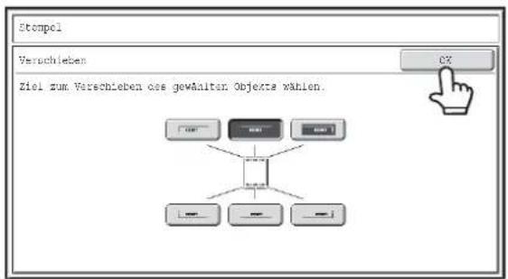 Stompel Verschieben Ziel zum Verschieben os gewählter Objekte wählen. CX