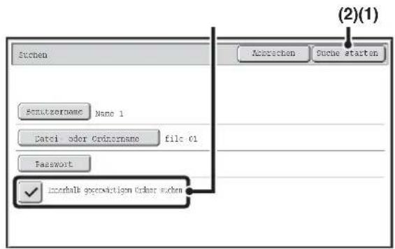 Stichen Akstrechen Suche starten Sonutszername Name 1 Datei oder Ordernano file 01 Password ✓ Innerhalb geordwäßigen Ernder suchen (2)(1)