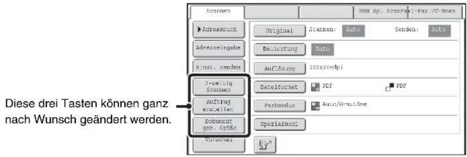 Diese drei Tasten können ganz nach Wunsch geändert werden.