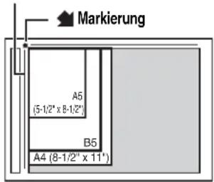 Markierung A5 (5-1/2" x 8-1/2") B5 A4 (8-1/2" x 11")