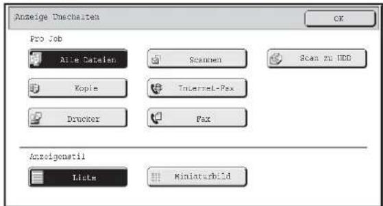 Anzeige Duschaaten Pro Job Alle Datelen Kople Drucker Scan to HDD Internet-Pax Fax Anzeigenetii Lists Miniaturbild