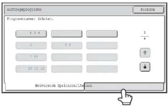 Auftragsprogramme Programnummer drücken. 1 2 3 4 7 89 10 11 12 Neuverseuch Speichern/Dechen 1/4