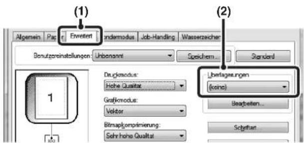 (1) Algemein Paper Enwertet Undermodus Job-Handling Wasserzeichen Bonutzereinstellungen Unbenannt Speichem Standard Drugmodus: Höhe Quatitz Graftmodus: Veldor Bitmaploprimierung: Sehr hohe Quatitz (2) Libertagungen (keine) Bearbetien... Schwartz