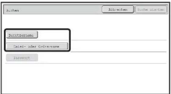 Süchen Abbrachen Suche starter Bentzername Datei- oder Ordername Password