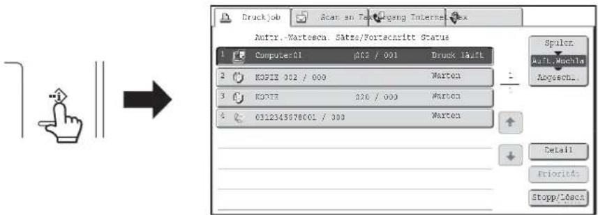 Druckjob Scan an Text/Abgang Internet Aufir.-Wartsecn. Satze/Fortechnritt Status Computet01 β02 / 001 Druck 1autt KOFIZ 002 / 000 Marten KOFIZ 326 / 000 Marten 0312345678001 / 000 Marten Spulcr Aufl.Muchta Abgesch... Detail Priorities Stopp/Locks