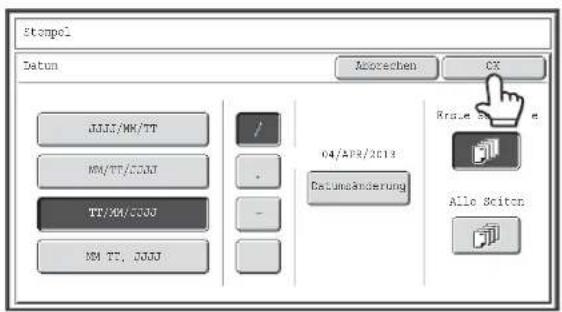 Stampel Datum Anorechen CX JULU/WR/TT / MA/TT/CCUU - TE/2013/CCUU BB TT, JGGU 04/APR/2013 Datumsänderung Brute Sce Alle Sciton