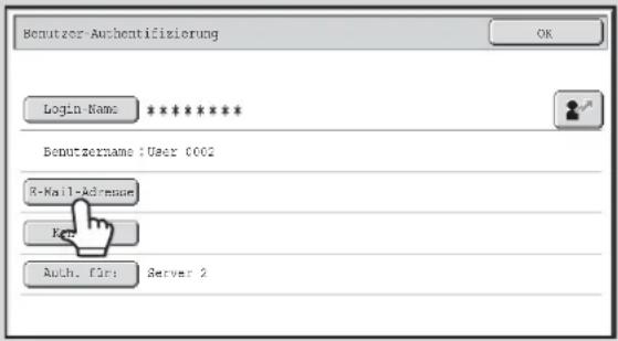Benutzer-Aucreditifizierung Login Name ****** Benutzername : User 0002 R-Mail-Adresse Key Auth. für: Server 2