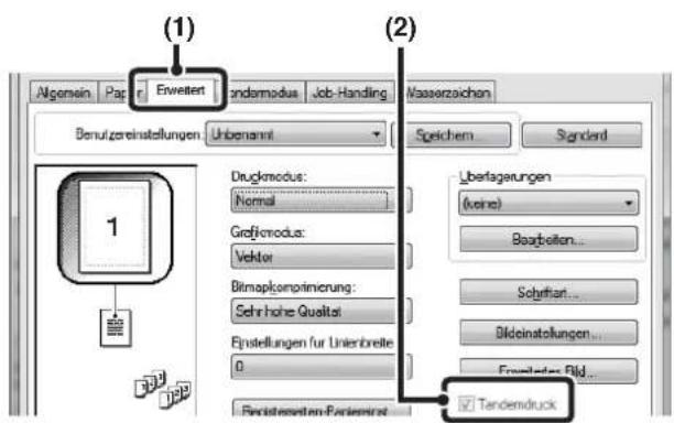 (1) Algemein Pap r Enwertet Andemodus Job-Handling Masserzeichen Benutzereinstellungen Unbenannt Speichem Standard Drugmodus: Normal Grafmodus: Vektor Bitmapkomprimierung: Sehr hohe Qualität Einstellungen für Unierbreite 0 Festigkeiten-Fastigerat (2) Uberfagerungen (keine) Barbellen... Schartan... Bildeinstellungen... Erweiter Fild... Tandendruck