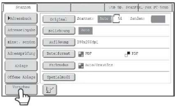 Scanen USB Sp. ScanFox1-Sox PC-5osh Adressbuch Original Scanen: Auto SP M Senden: Adresseingabe Bolliebung Auto Aflübung 200x200dpi Adressprüfung Dateiformat PDF PDF Ablage Fachmodus Auto/GroutBox Offene Ablage Spentalmodi Vorrchu