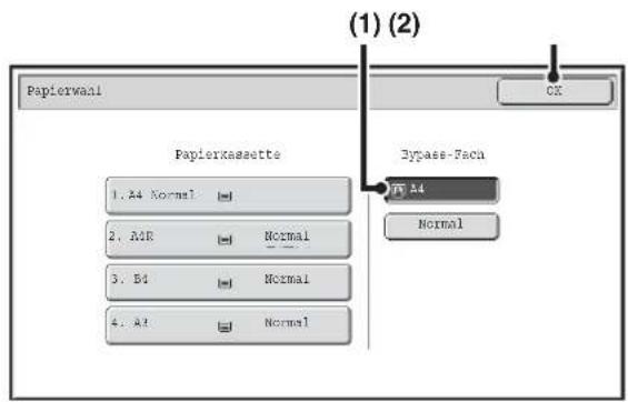 Papierwani CX (1) (2) Papierkassette A4 Normal Bypass-Fach Normal 1. A4 Normal 2. A3R Normal 3. B1 Normal 4. A2 Normal