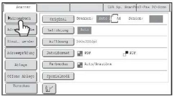Scanner Microsbuch Adresser, Obe Rinst. gender Adressprüfung Ablage Offone Ablage Vorschau Original Scanen: Auto M Session: 3ellchung Auto Auflösung 200x200dpi Dateiformat PDF PDF Parbmodus Auto/Graulöne Spezialmodi