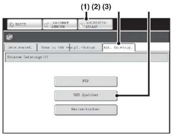 (1) (2) (3) XOPID XOKUMENT GRENZEN XOKUMENTN- ABRAGE Dataflowd. Scan to 400 kncpl.-Status Ext. Datazug. External Datazugriff FTP USB Sycischer Netzverkurdner