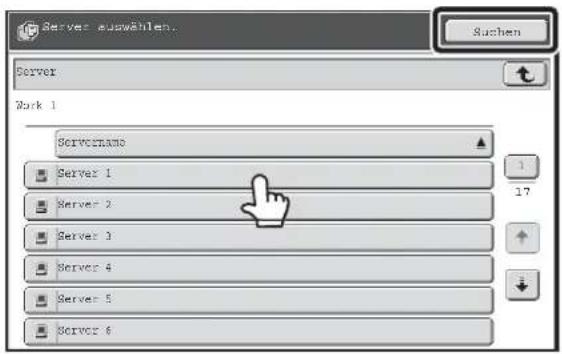Server auswählen. Suchen Server Work 1 Servername Server 1 Server 2 Server 3 Server 4 Server 5 Server 6