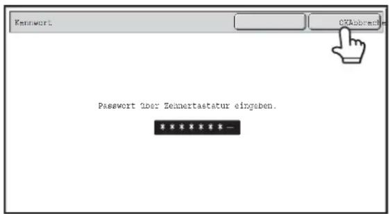 Kennwort OKAbbrachte Passwort über Zennertastatur eingaben. **********