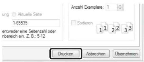 ung Aktuelle Seite 1-65535 entweder eine Seitenzahl oder nbereich ein. Z. B.: 5-12 Anzahl Exemplare: 1 Sortieren 1 1 2 2 3 3 Drucken Abbrechen Übemehmen