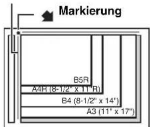 Markierung B5R A4R (8-1/2" x 11" R) B4 (8-1/2" x 14") A3 (11" x 17")