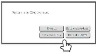 Wählen sie Zieltyp aus. E-mail Netzwerkordner Internet-Pex Direkte SMP