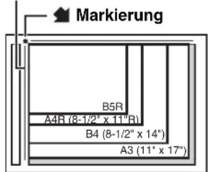 Markierung B5R A4R (8-1/2" x 11" R) B4 (8-1/2" x 14") A3 (11" x 17")