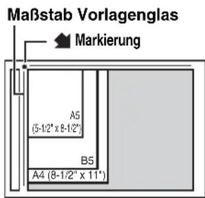 Maßstab Vorlagenglas Markierung A5 (5-1/2" x 8-1/2") B5 A4 (8-1/2" x 11")