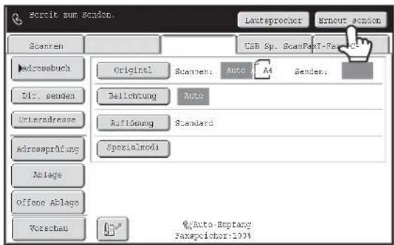 Bereit zum Senden. Lautsprecher Erneut soden Scanen C6B Sp. ScanPext-Fax-SCE Bedressbuch Original Scanen: Auto A4 Senden: Dlt. senden Belichtung Auto Untersadresse Auflösung Standard adrossprüfung Spezialmodi Ablage Offene Ablage Vorschau Auto-Empfang Faxspeicher-1998