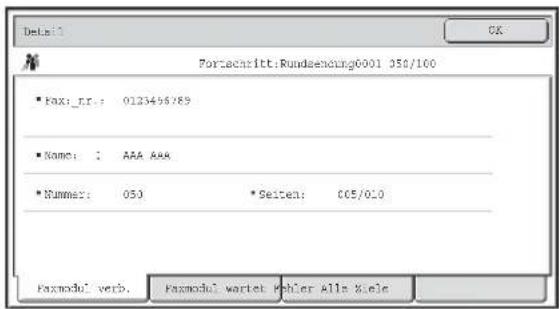 Portacritt:Rundeending0001 350/100 Fax:_rr.: 0123456789 Name: AAA AAA Nummet: 050 *Seiten: 005/010 Faxmodul verb. Faxmodul wortet Fehler Alle %iele