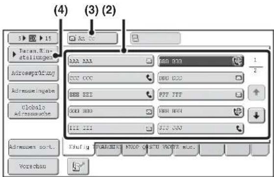 (4) (3) (2) 5 ▶ 15 Param.Rin- stellungen Adrossprüfung Adreuzungsgabe Globals Adressauche Adreuzogen sort. Vorschau AAA AAA BDD CCC 1/2 BCC CCC DDB DCC BBB BEE BFF FFF GKB BBS FHN BPH HII III JJD JNJ Erfuig TPOKROCKI MKOD OUSTO VOWNTS etc.
