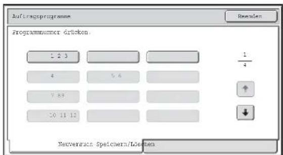 Auftragsprogramme Reenden Programmummer Eräcken. 1 2 3 4 7.85 10 11 12 1/4 Neuversuch Speichern/Lösten